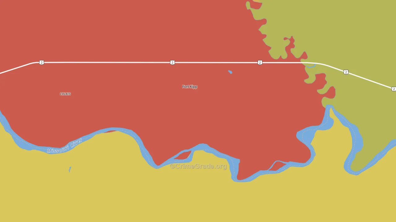 Fort Kipp, MT Map of Burglary Rates