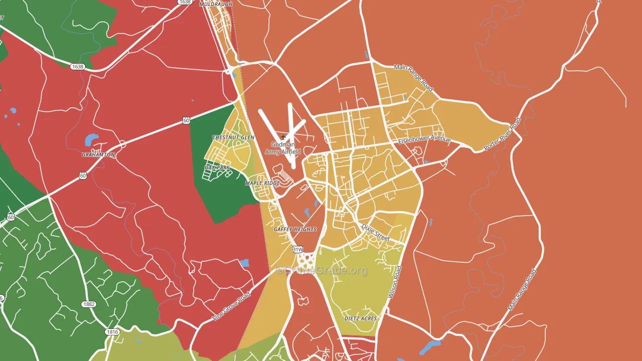 Fort Knox, KY Map of Burglary Rates