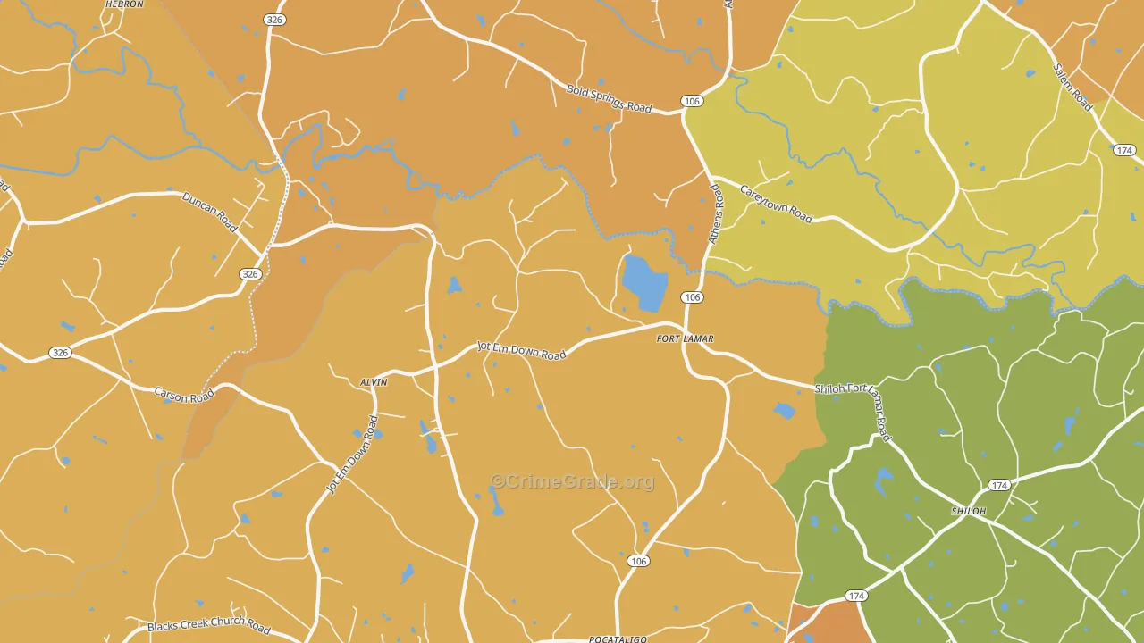 Fort Lamar, GA Map of Burglary Rates
