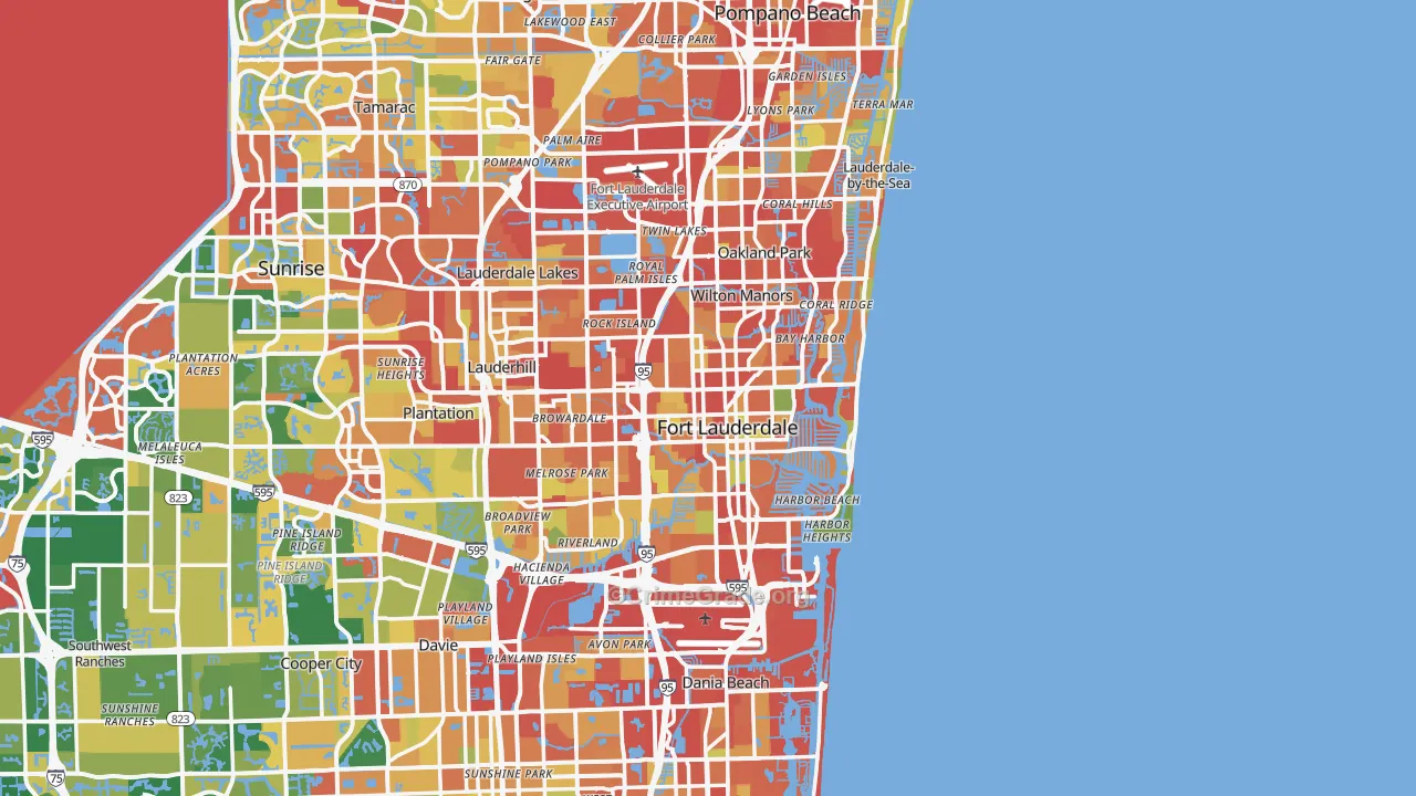 Fort Lauderdale, FL Map of Burglary Rates