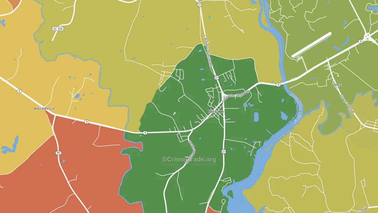 Fort Lawn, SC Map of Burglary Rates