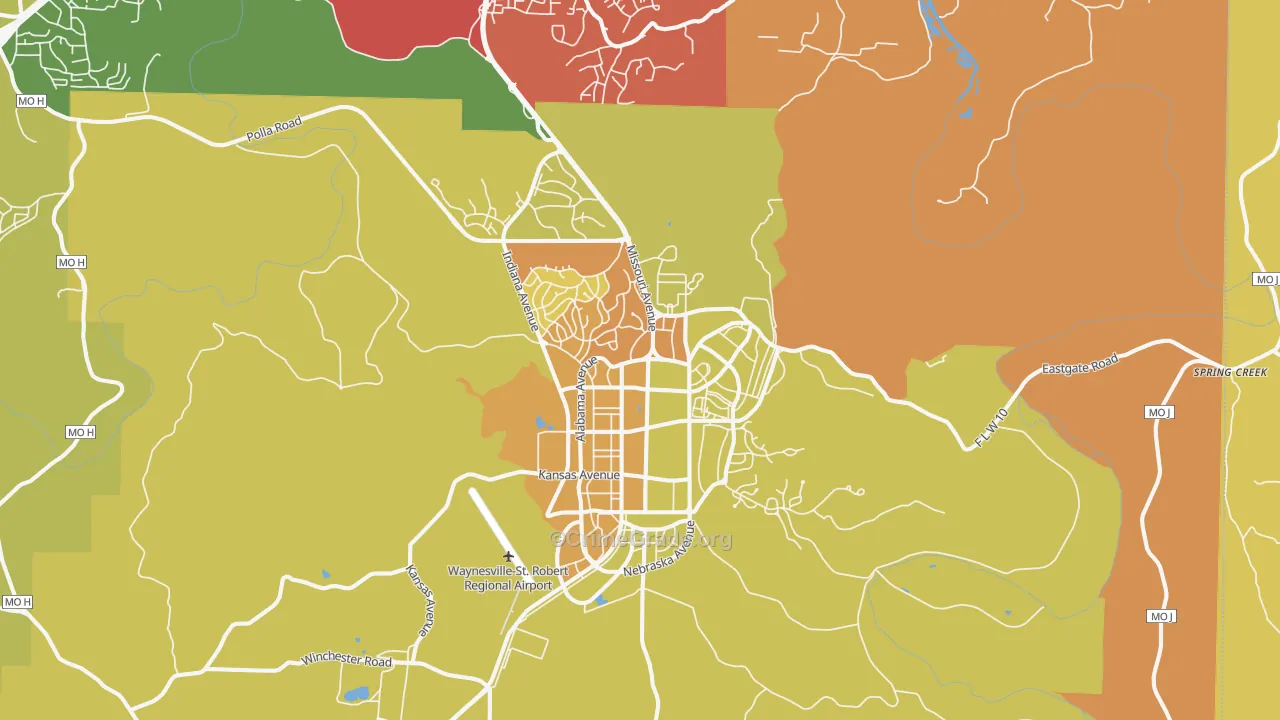 Fort Leonard Wood, MO Map of Burglary Rates