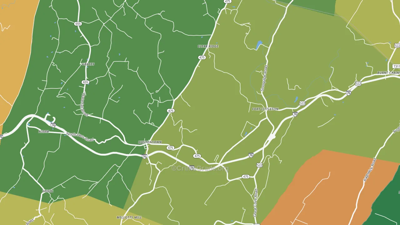 Fort Littleton, PA Map of Burglary Rates