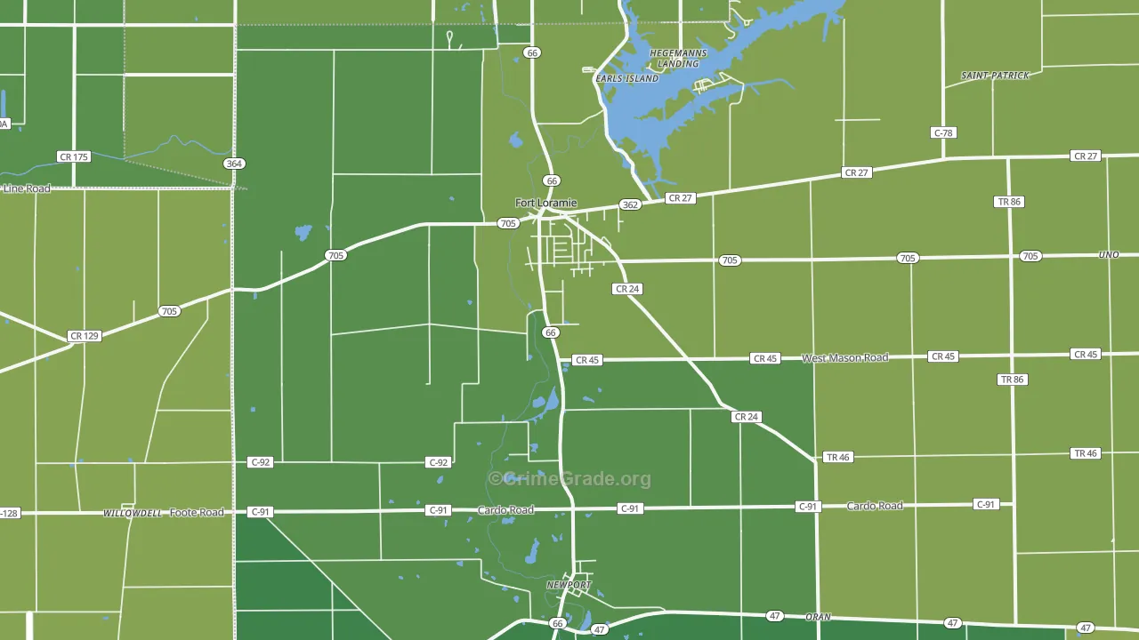 Fort Loramie, OH Map of Burglary Rates