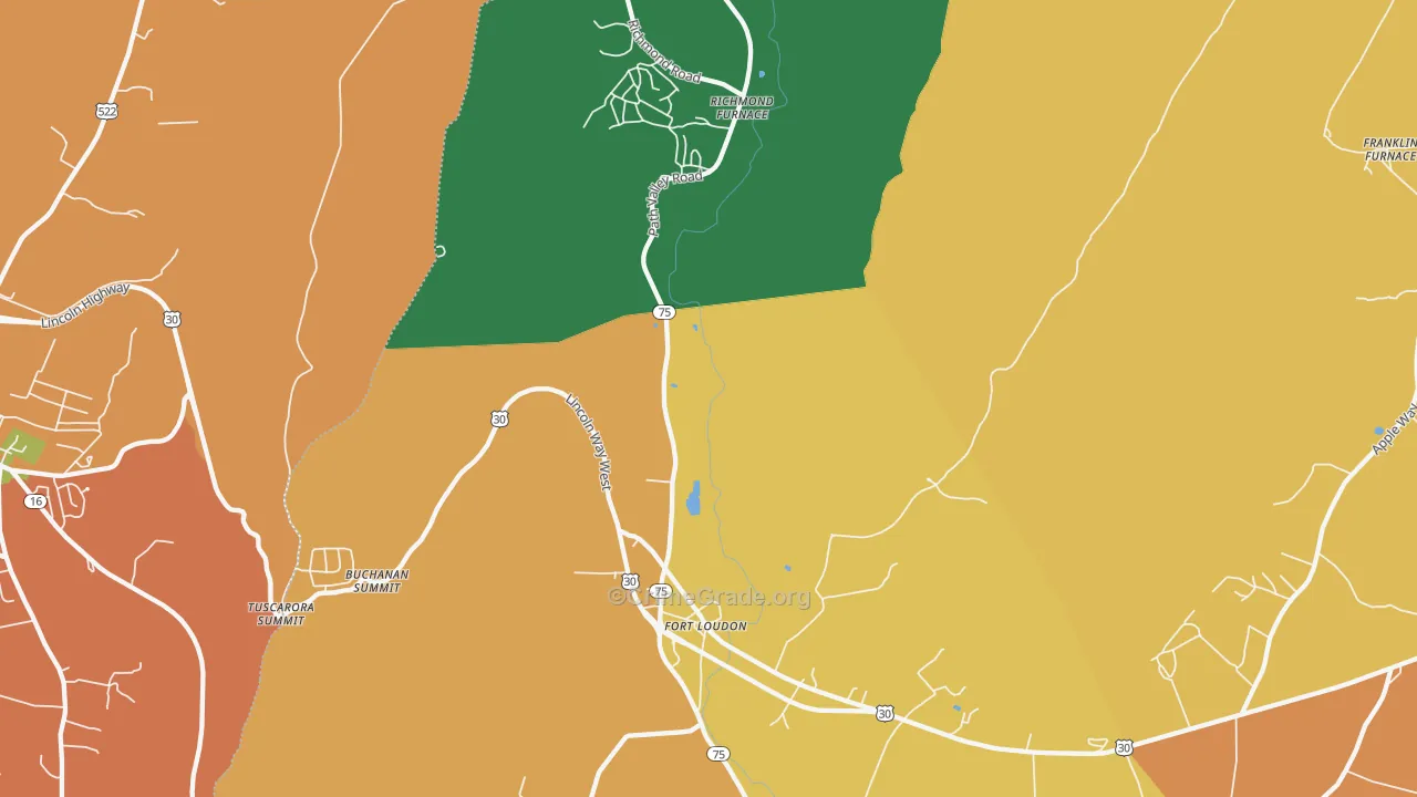 Fort Loudon, PA Map of Burglary Rates