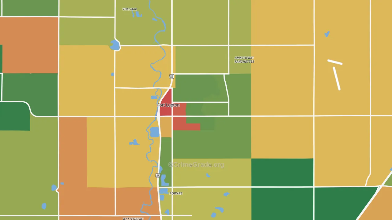 Fort Lupton, CO Map of Burglary Rates