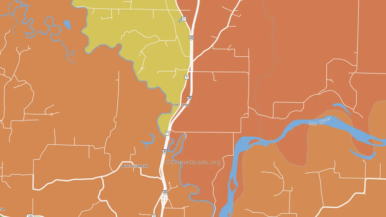 Fort Lynn, AR Map of Burglary Rates