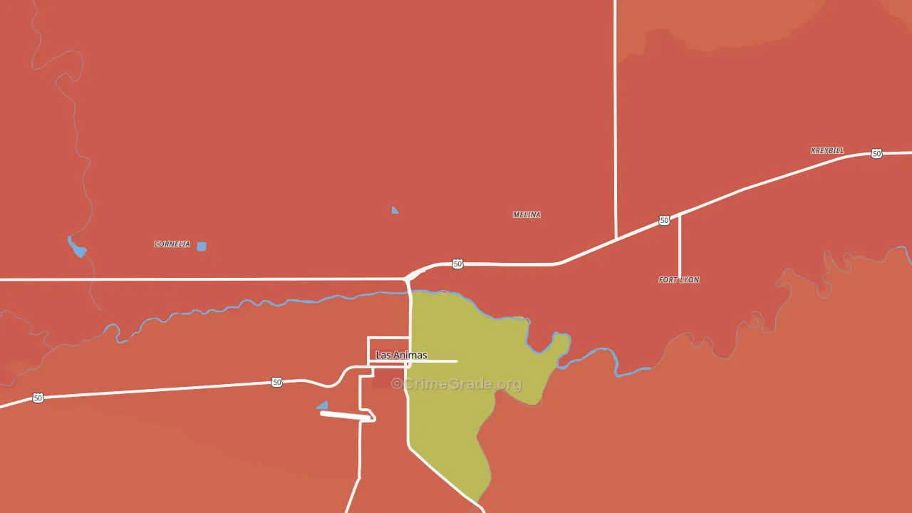 Fort Lyon, CO Map of Burglary Rates
