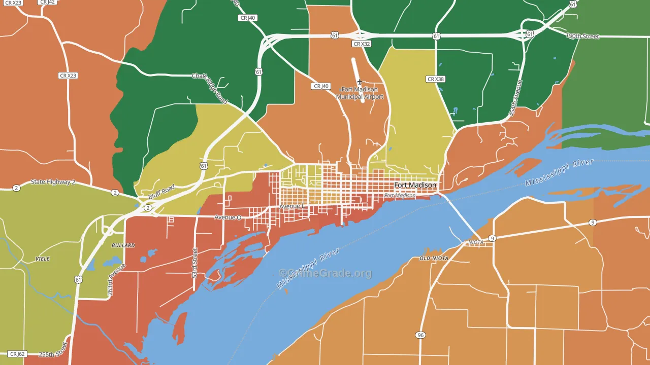 Fort Madison, IA Map of Burglary Rates