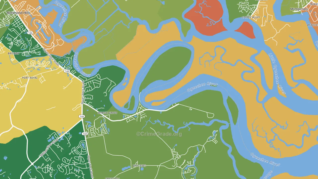 Fort McAllister, GA Map of Burglary Rates