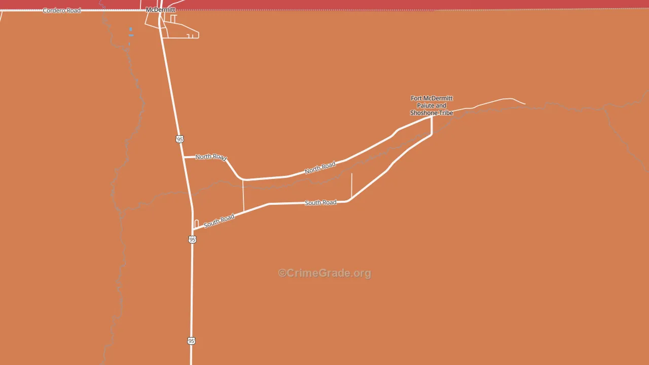 Fort McDermitt, NV Map of Burglary Rates