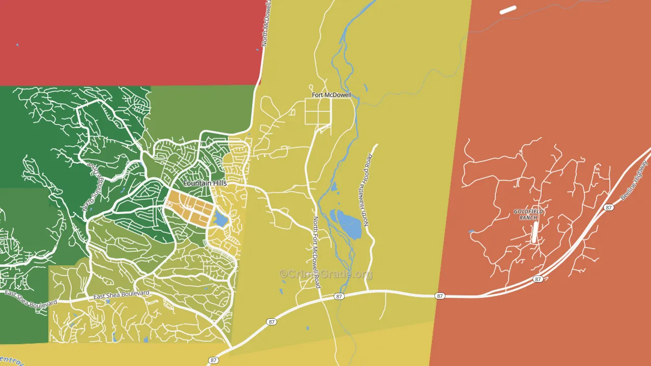 Fort McDowell, AZ Map of Burglary Rates