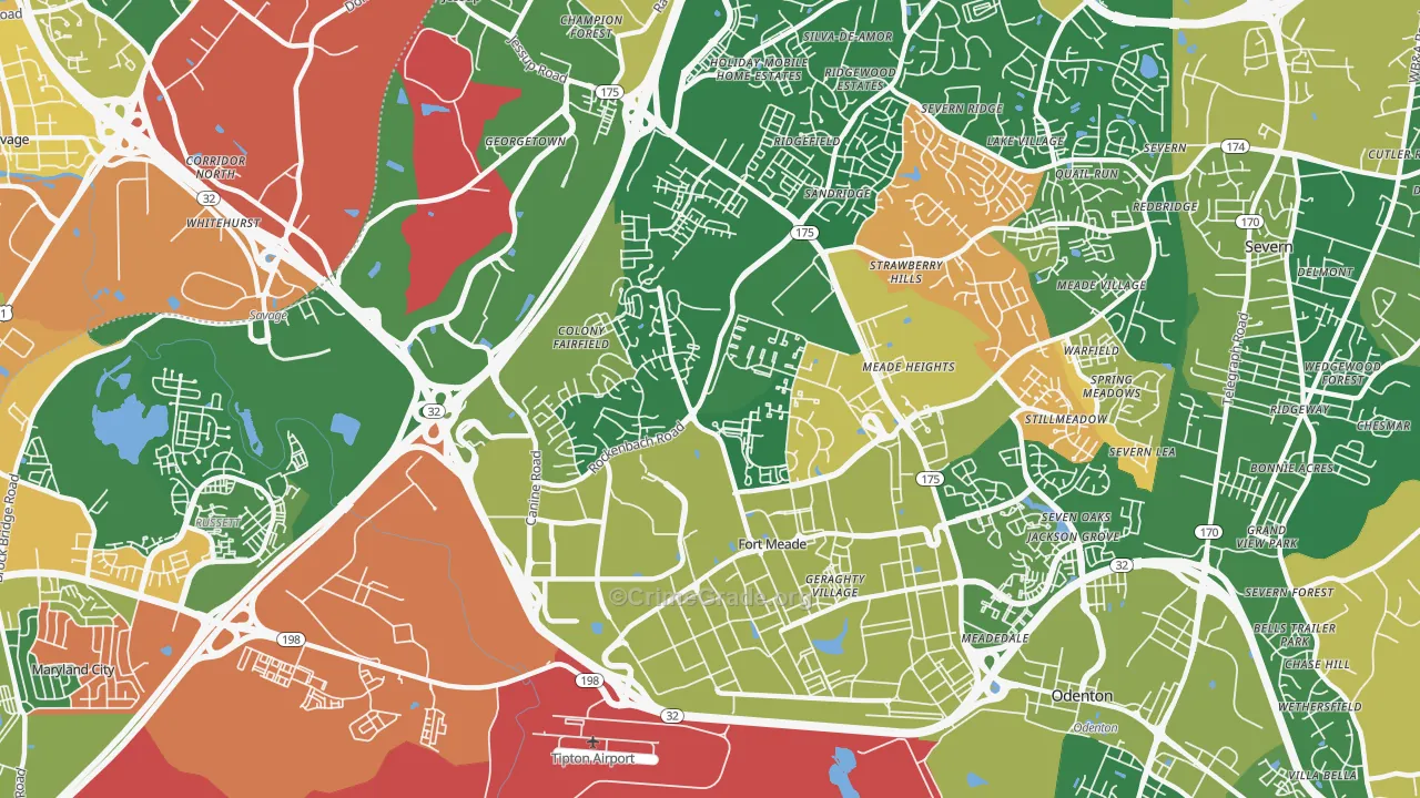 Fort Meade, MD Map of Burglary Rates