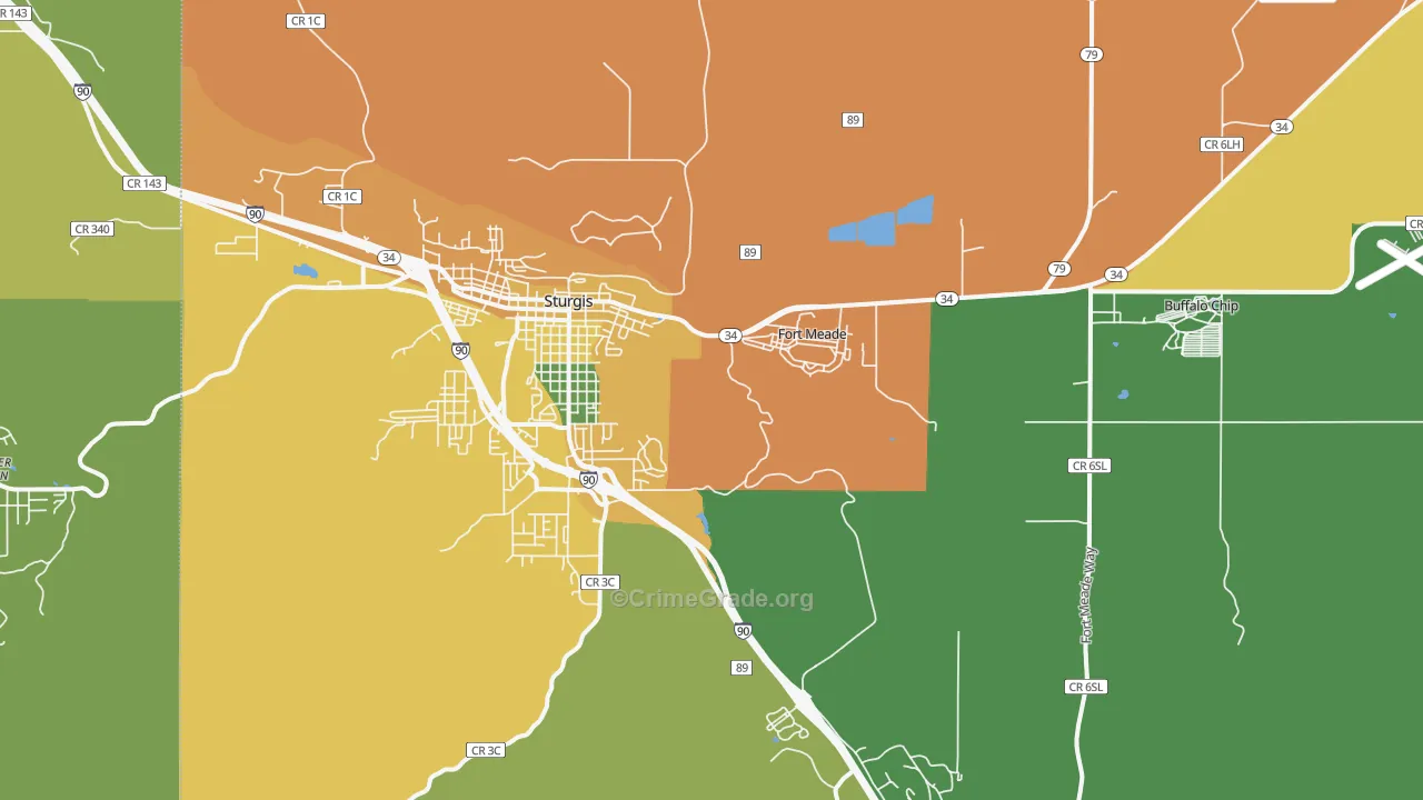 Fort Meade, SD Map of Burglary Rates