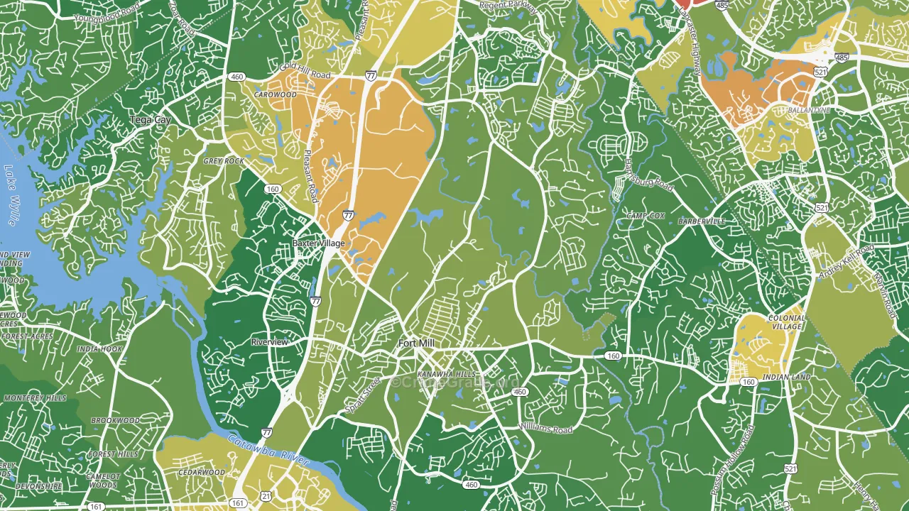 Fort Mill, SC Map of Burglary Rates