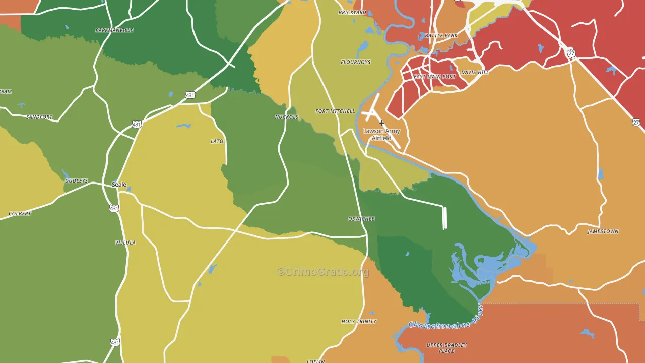 Fort Mitchell, AL Map of Burglary Rates