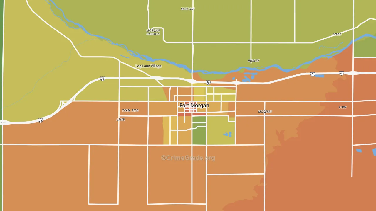 Fort Morgan, CO Map of Burglary Rates