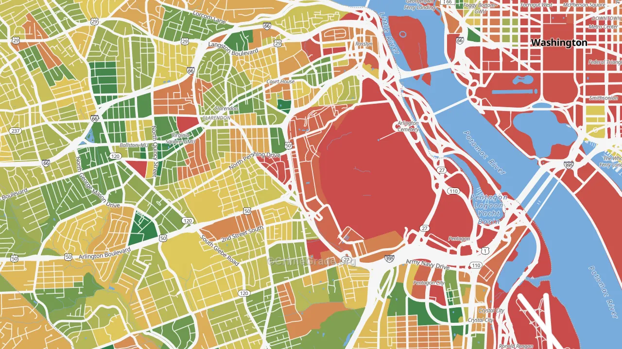 Fort Myer, VA Map of Burglary Rates