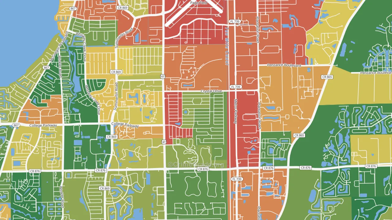 Fort Myers Villas, Villas, FL Map of Burglary Rates