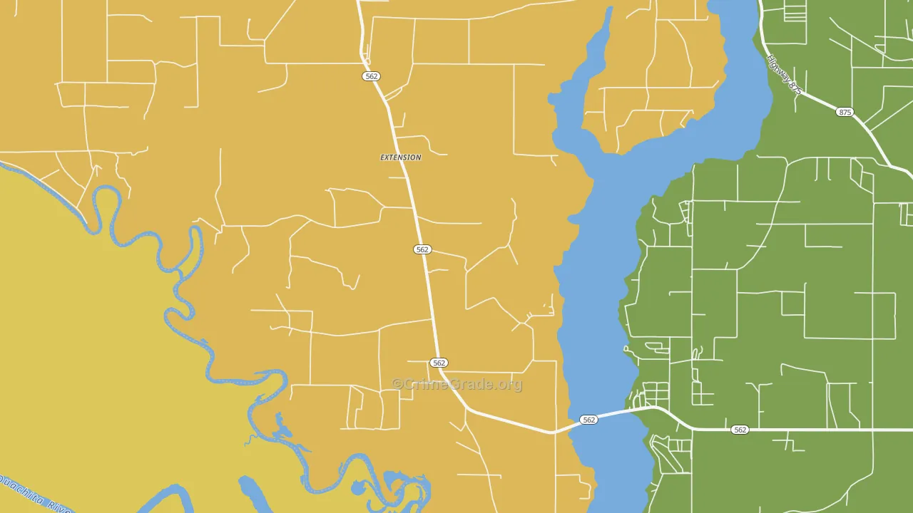Fort Necessity, LA Map of Burglary Rates