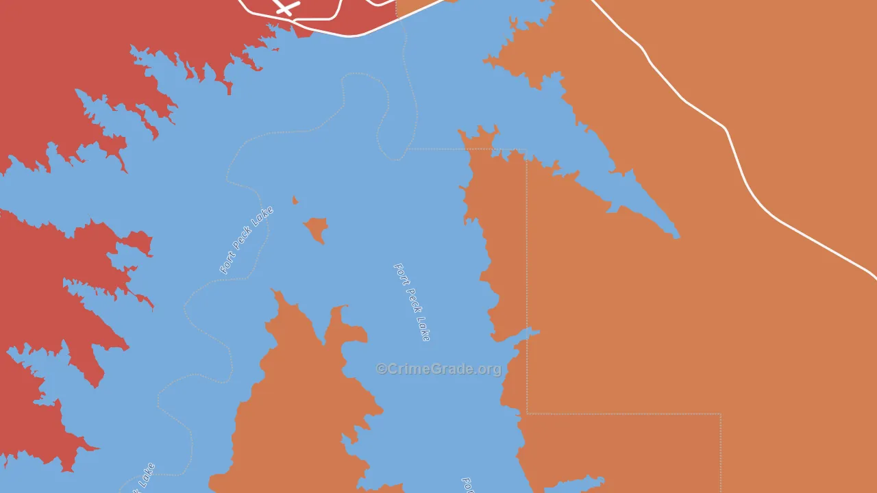 Fort Peck, MT Map of Burglary Rates