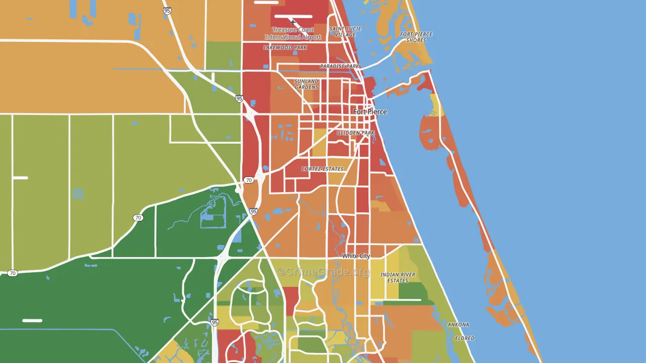 Fort Pierce, FL Map of Burglary Rates