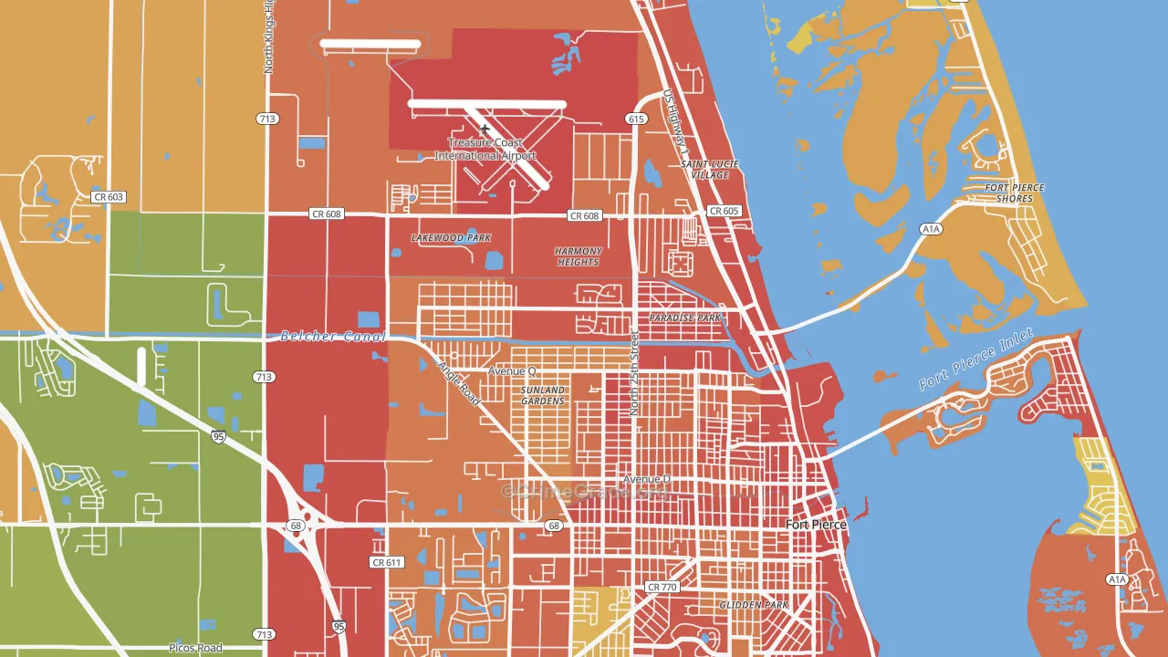 Fort Pierce North, FL Map of Burglary Rates