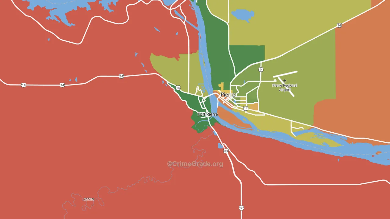 Fort Pierre, SD Map of Burglary Rates