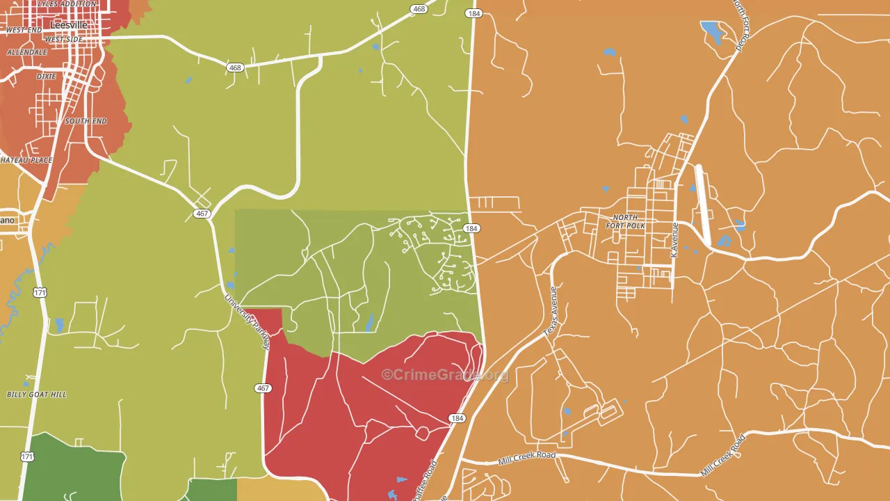 Fort Polk North, LA Map of Burglary Rates
