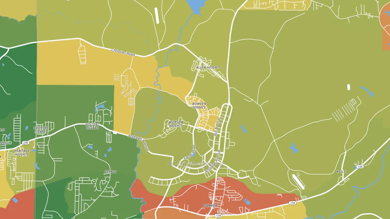 Fort Rucker, AL Map of Burglary Rates