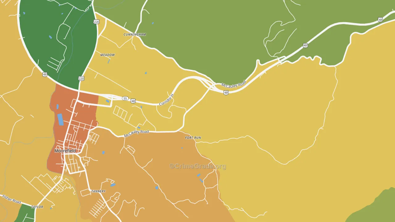 Fort Run, WV Map of Burglary Rates