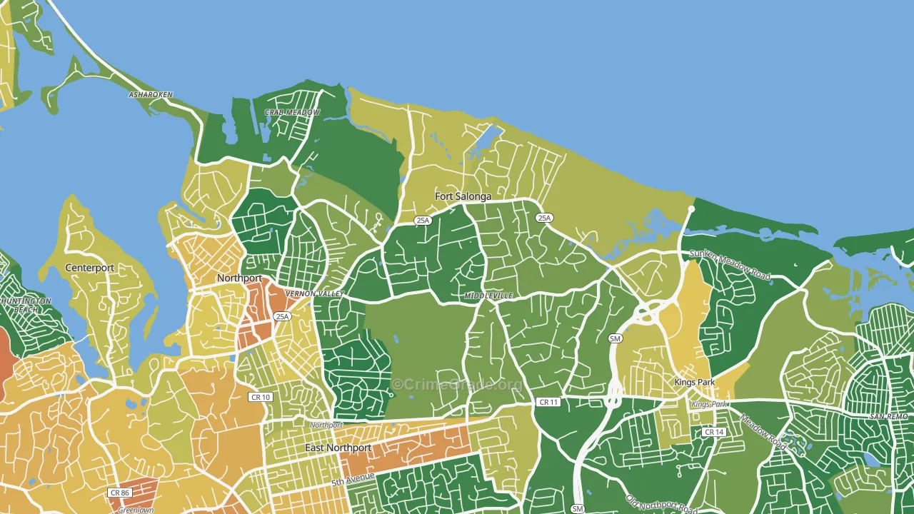 Fort Salonga, NY Map of Burglary Rates