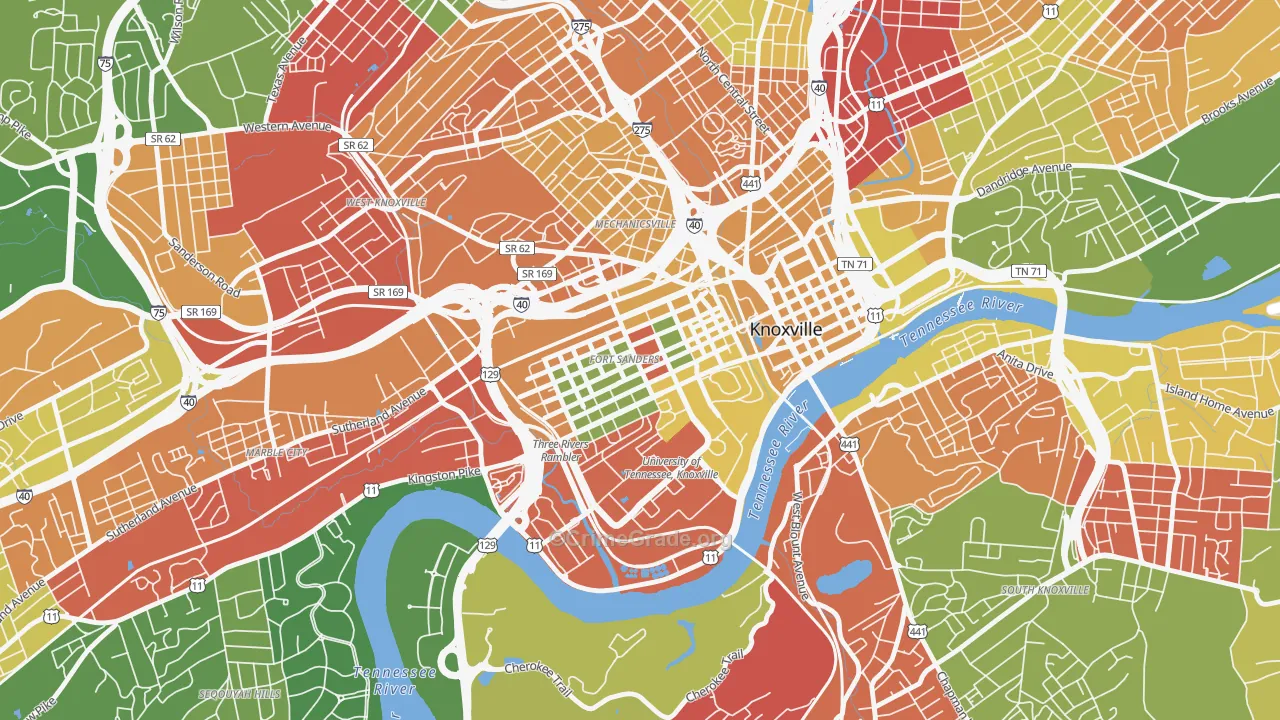 Fort Sanders, Knoxville, TN Map of Burglary Rates