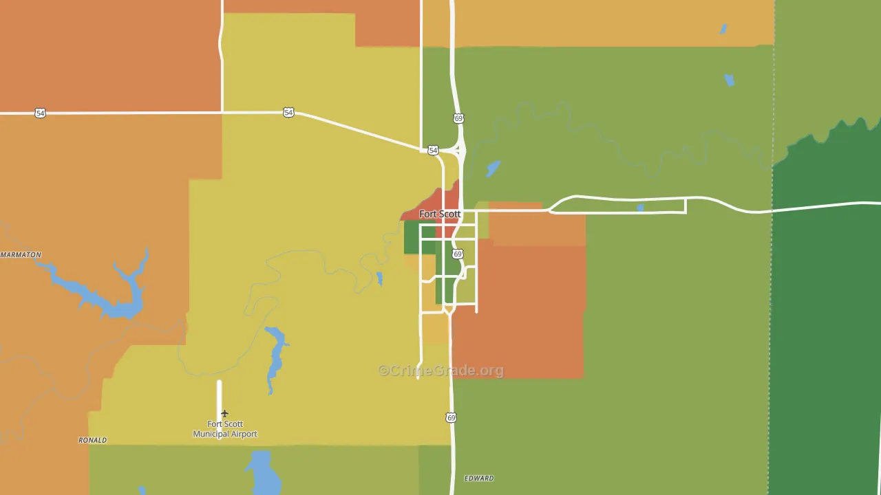 Fort Scott, KS Map of Burglary Rates