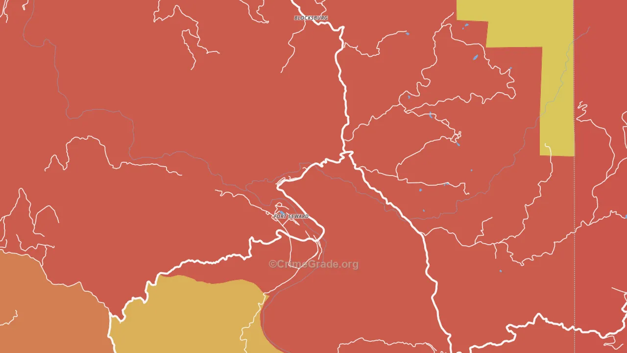 Fort Seward, CA Map of Burglary Rates
