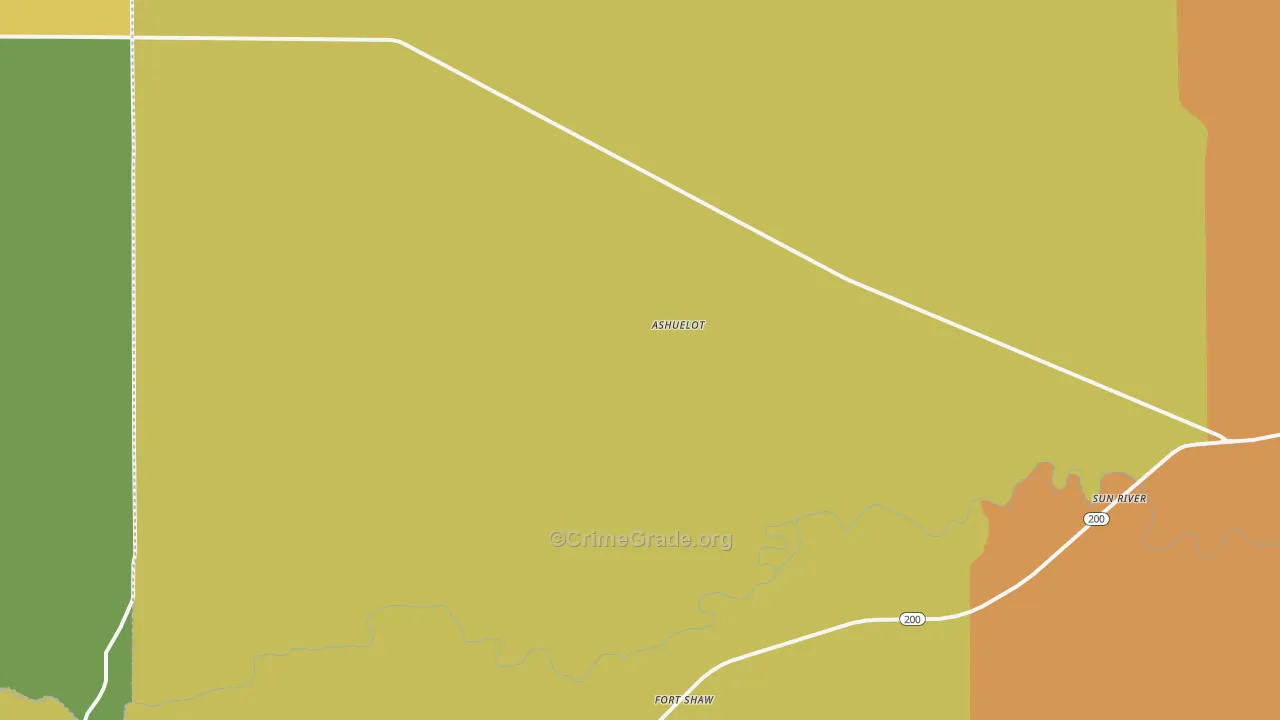 Fort Shaw, MT Map of Burglary Rates