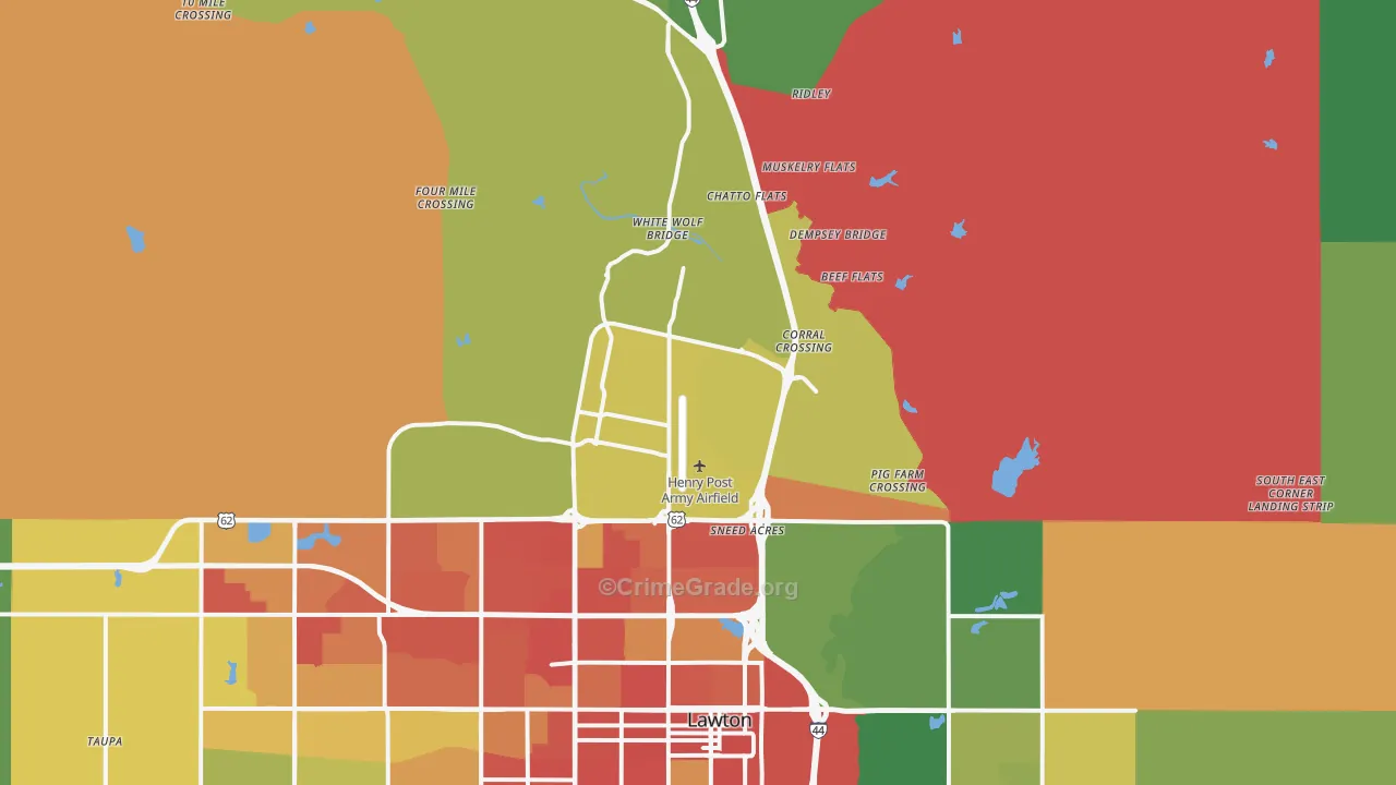 Fort Sill, OK Map of Burglary Rates