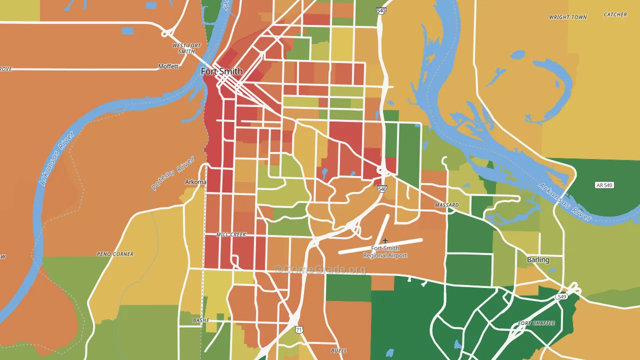 Fort Smith, AR Map of Burglary Rates