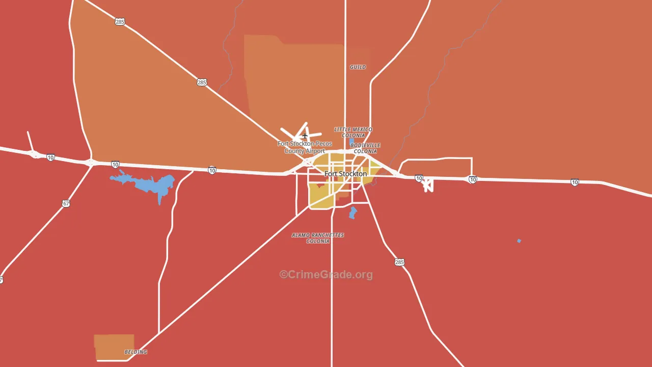 Fort Stockton, TX Map of Burglary Rates
