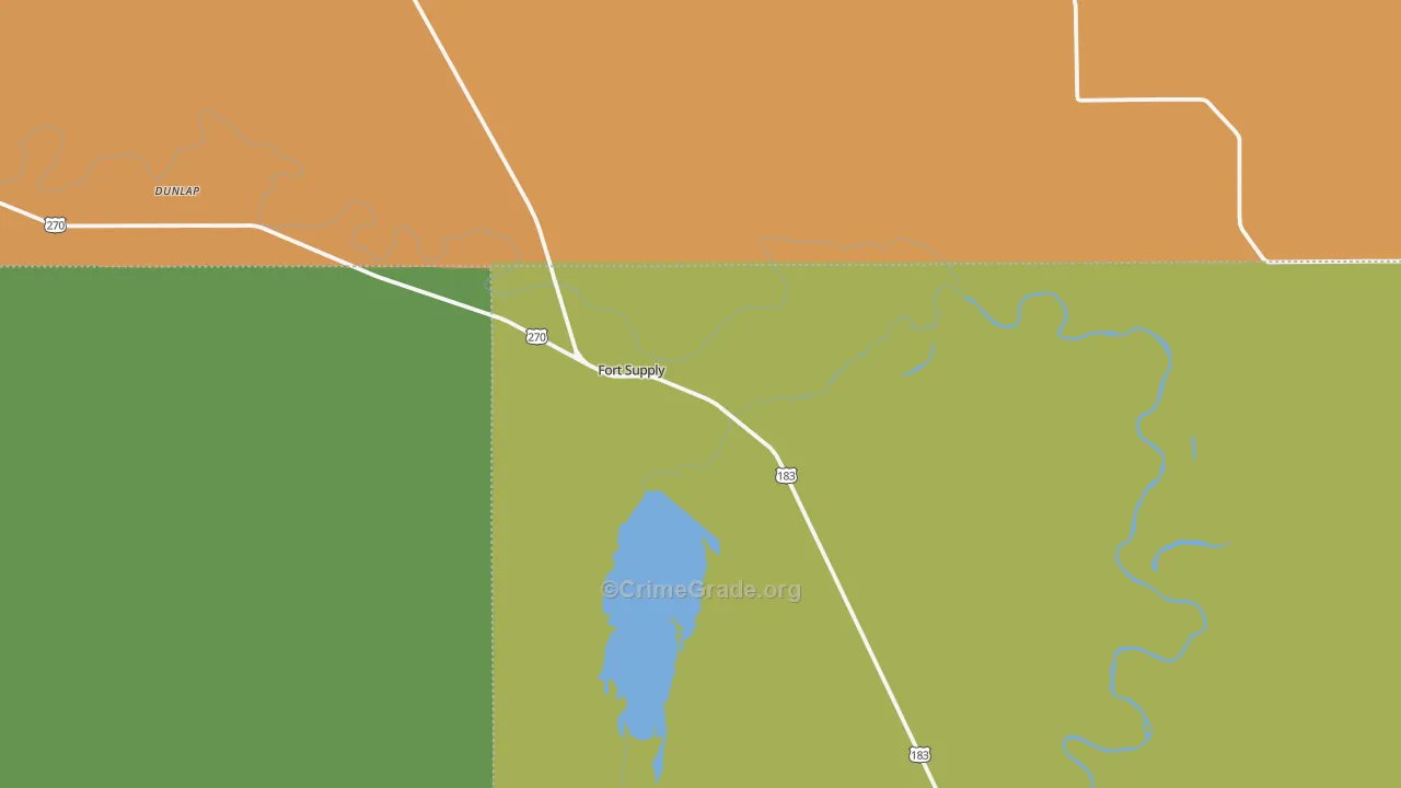Fort Supply, OK Map of Burglary Rates