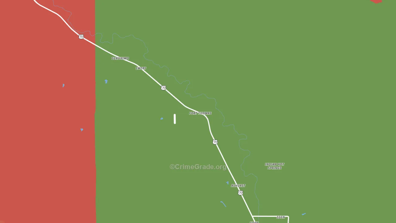 Fort Thomas, AZ Map of Burglary Rates