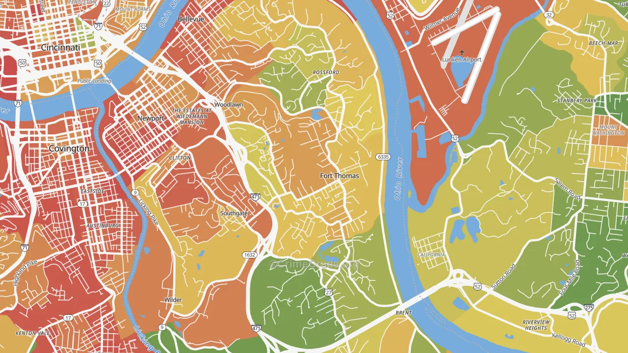Fort Thomas, KY Map of Burglary Rates