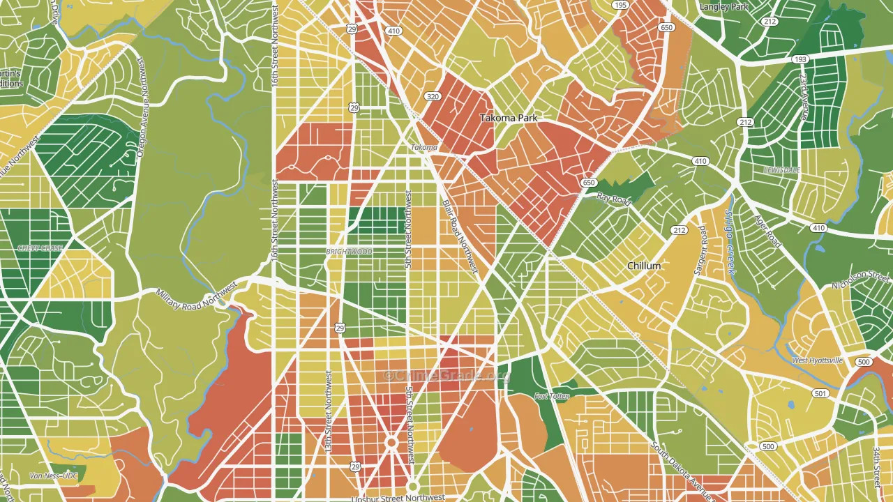 Fort Totten-Upper Northeast, Washington, DC Map of Burglary Rates