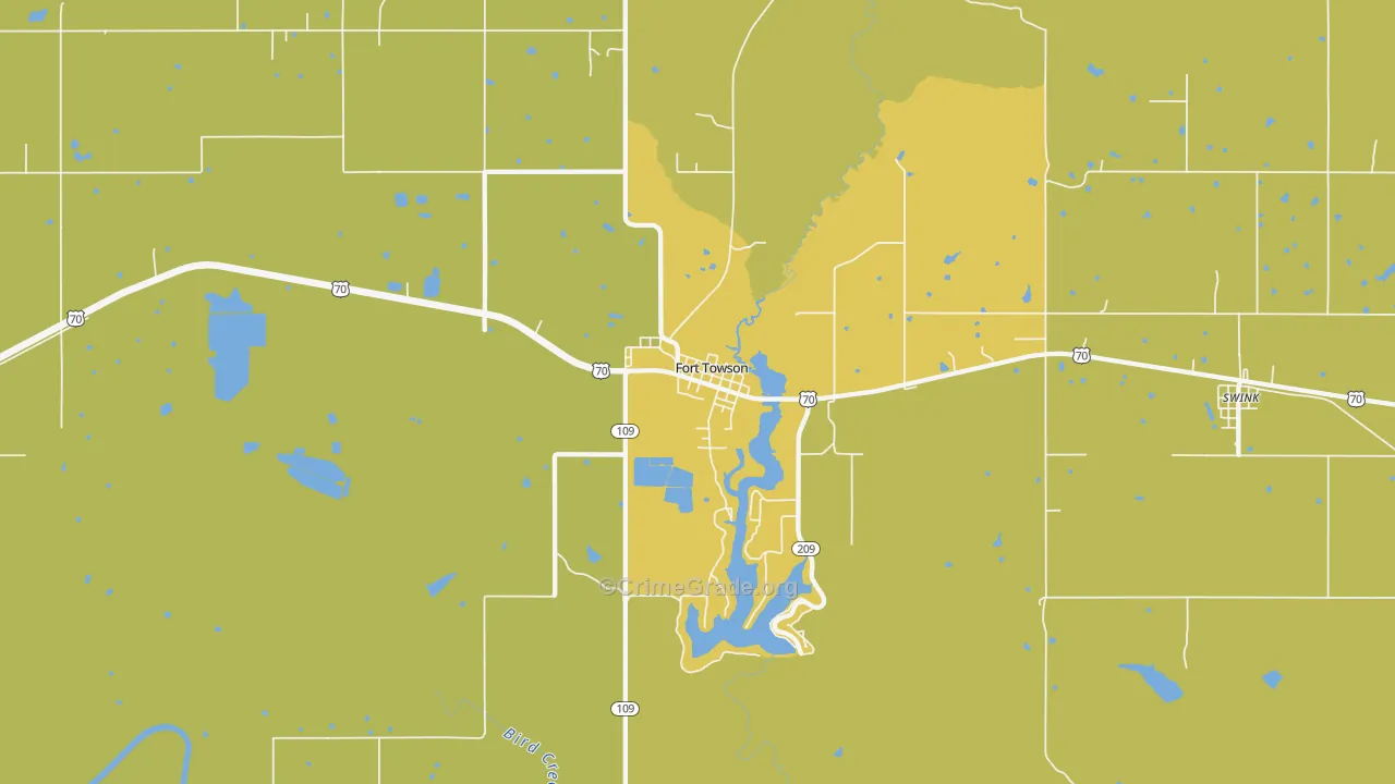 Fort Towson, OK Map of Burglary Rates