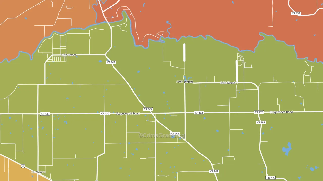 Fort Union, FL Map of Burglary Rates