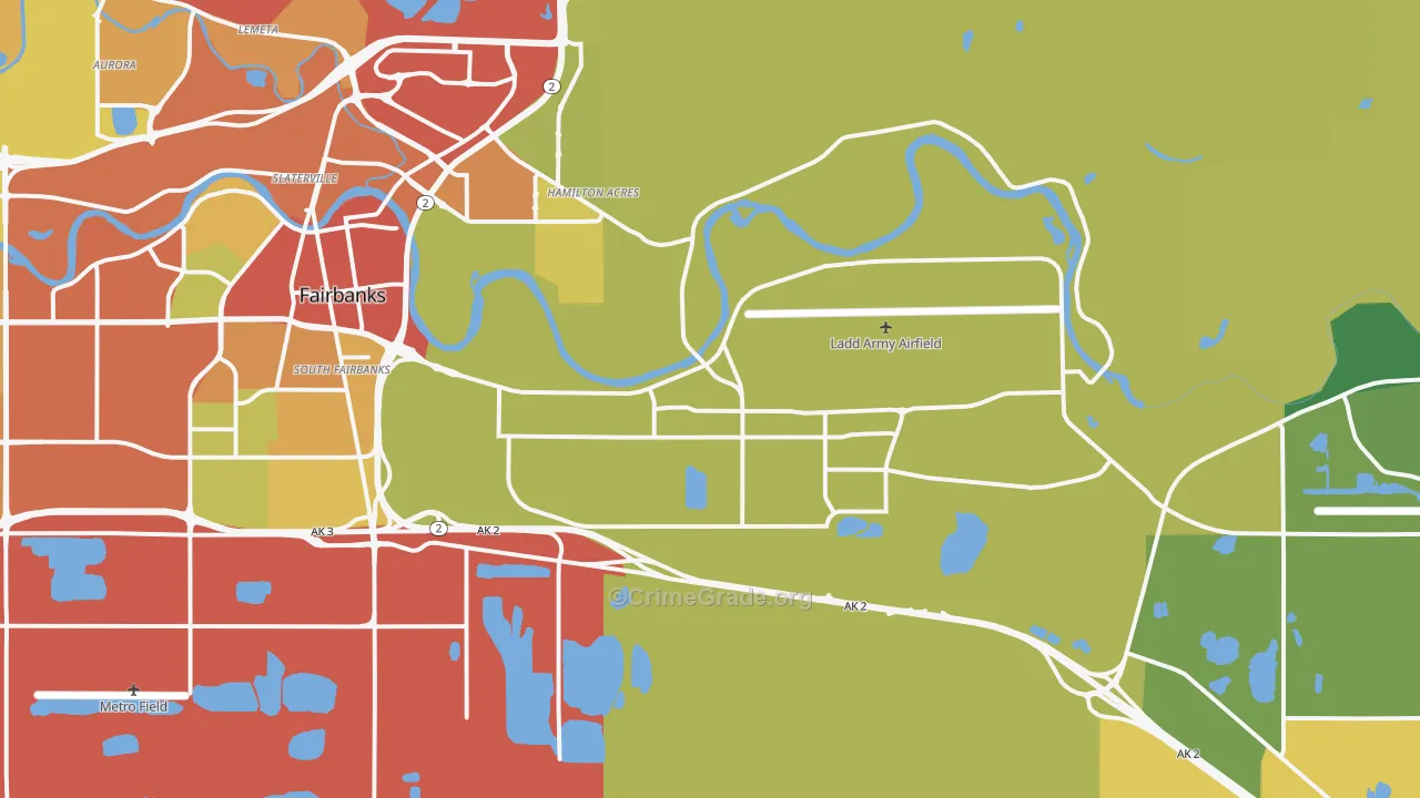 Fort Wainwright, AK Map of Burglary Rates