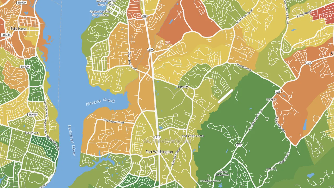 Fort Washington, MD Map of Burglary Rates