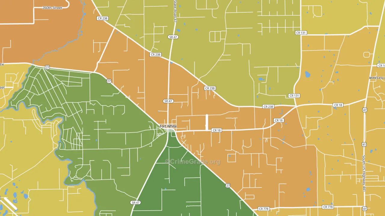 Fort White, FL Map of Burglary Rates