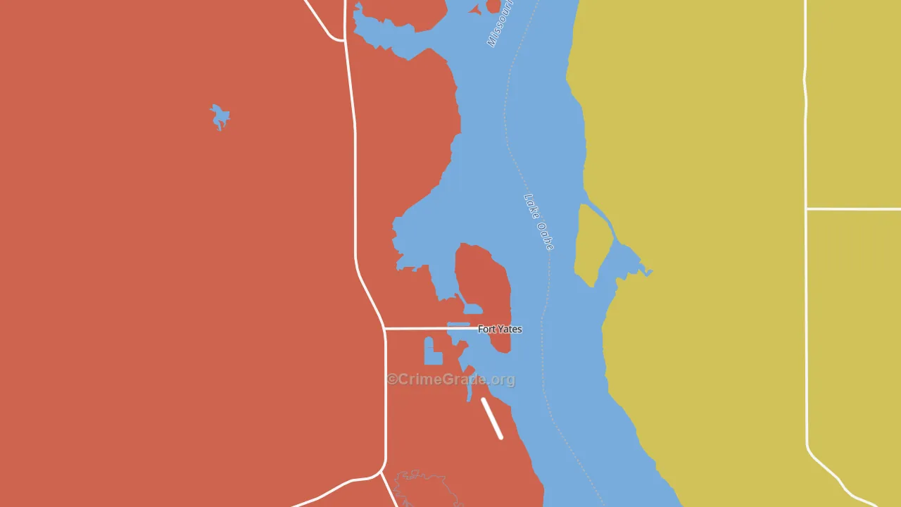 Fort Yates, ND Map of Burglary Rates