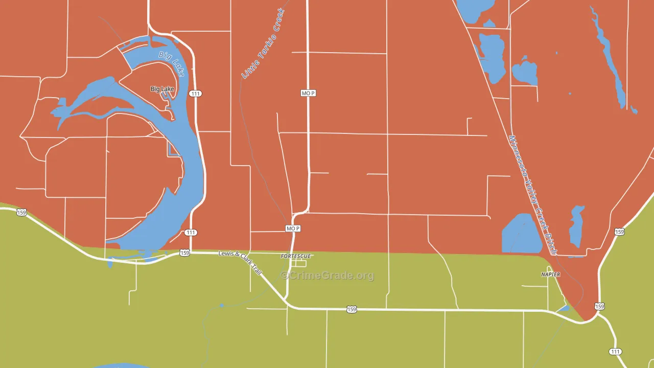 Fortescue, MO Map of Burglary Rates